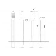 Pot5000 - potelets fixes - Urban'nt - hauteur hors sol 1000mm - section étoile à trois branches en fonte GS_4