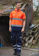 Polo bicolore haute visibilité - Réf: YHVJ220 - 100% polyester, bandes rétro-réfléchissantes larges, norme EN ISO20471 Classe 2_4