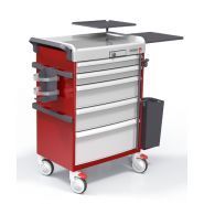 Chariot d'urgence rouge avec options de configuration