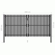 Vidaxl portail de clôture de jardin acier 4x2,25 m anthracite 146337_4