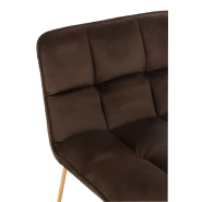 Fauteuil quadrillé Ratri - Velours marron foncé - Pieds métal laiton - Dimensions L65 x H85 x P58 cm_4