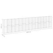 Vidaxl mur en gabion avec couvercles acier galvanisé 900x30x200 cm 147819_4