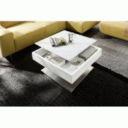Table basse Marseille laquée blanc mat - Plateau en verre trempé - 75x75 cm - Piétement en acier brossé_4