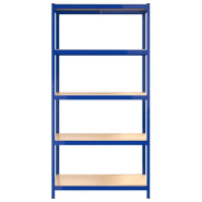 Vidaxl étagères à 5 niveaux 2pcs bleu acier et bois d'ingénierie 3154222_4