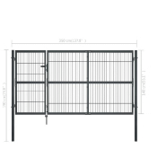 Vidaxl portillon avec poteaux acier 350 x 140 cm anthracite 144401_4