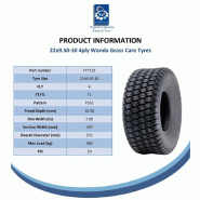 22x9.50-10 4ply Grass Tyre pour John Deere Gator Turf Lawnmowers P532 (Set of 3)_4