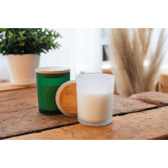 Bougie vanille - cire végétale parfumée - verre dépoli avec couvercle en bambou_4