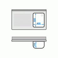 Plonge Inox 1 bac sur placard avec passage lave-vaisselle - P 700 - GGM - 1200 mm bac à droite_4