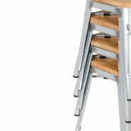 Tabourets bistro bas en acier avec assise en bois (lot de 4) | Bolero - GM634_4