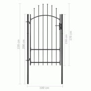 Vidaxl portail de jardin acier 1x2,2 m noir 146320_4
