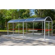 Abri fumeur métallique - 2,8 mètres - Structure en tube carré et toiture en polycarbonate_4