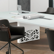 Table de conférence design 8 à 10 personnes avec plateau en verre X8 - Verre Blanc, 320_4