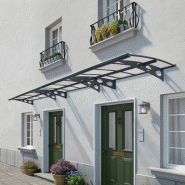 Marquise en alu gris de 3,1 m² pour abri extérieur