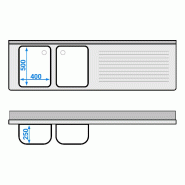 Plonge inox 2 bacs et égouttoir sur placard - P 600 mm -_4