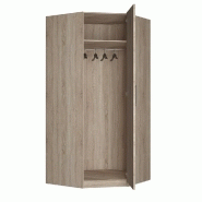 Composition lit escamotable DYNAMO chêne 140 x 200 cm - 2 colonnes rangement + angle - Sommier à lattes et ouverture assistée_4