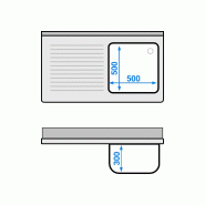 Plonge inox 1 bac et égouttoir sur placard - P 700 mm -_4