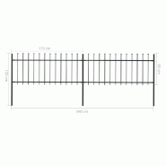 Vidaxl clôture de jardin avec dessus en lance acier 3,4x0,8 m noir 277603_4