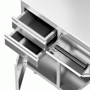 Meuble inox pour machine à café - 800 x 600 mm - 2 tiroirs - Bac à marc de café_4