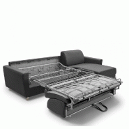 Canapé d'angle Virgola - Convertible express 160 cm - Matelas 16 cm - Design scandinave - Tissu gris_4