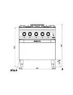 Fourneau 4 feux gaz sur four GN 2/1 MBM - Modèle IPX5 - 43 kW_4