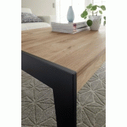 Table basse Gennevilliers 102 x 73 cm - Plateau chêne noueux massif huilé - Pied métal noir laqué_4