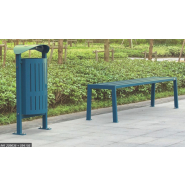 Banquette simple et écologique Silaos - 3 versions : acier et bois, tout acier, ou plastique recyclé - 2 longueurs disponibles_4