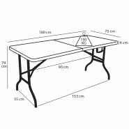 Table pliante blanche 180 cm avec réhausseurs_4