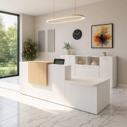Banque d'accueil Design & Ergonomique : La solution idéale pour Cabinets Médicaux - Blanc, Droite, Non, Chêne moyen, 282_0