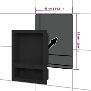 Vidaxl niche de douche avec 2 compartiments noir mat 41x51x10 cm 151397_4