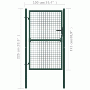 Vidaxl portail de clôture acier 100x175 cm vert 145735_4