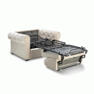 Fauteuil Chesterfield convertible express - couchage 70 cm - matelas 16 cm - microfibre écru_4