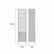 Composition armoire lit DYNAMO - Façade blanc brillant - Colonne bibliothèque blanc mat - Couchage 160x200 cm - Gain de place et design contemporain_4