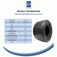 18x9.50-8 Smooth Lawnmower Tyres 4-ply Tubeless P607 Pattern 425kgs (Set of 3)_4