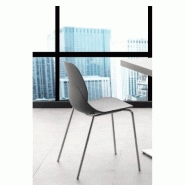 Lot de 4 chaises SHELL METAL design gris - assise polypropylène - piétement acier chromé_4