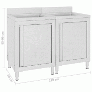 Vidaxl éviers de cuisine commerciaux 2 pcs acier inoxydable 3058273_4