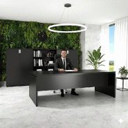 Bureau de direction TAK plateau rectangulaire - Mobel Linea - 220, Noir_0