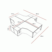 Bureau bench 4 personnes Tempo - Mobel  Linea. - Argent Ral 9006, Gris, 4 tiroirs, 360_4
