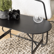Table basse ovale DILA - 70x35 cm - Pieds en métal - Design épuré et robuste_4