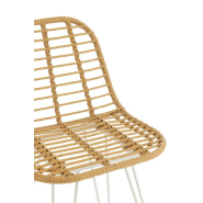 Chaise de bar jardin RAPHA - métal/piètement blanc - design art déco - assise en rotin_4