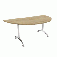 Table de réunion ½ lune Net - Mobel Linea - Blanc, Chêne veiné_4