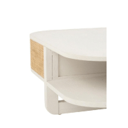 Table basse RARY en bois exotique blanc et rotin naturel - design avec niche de rangement - 50 kg de capacité portante_4