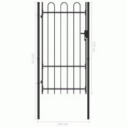 Vidaxl portillon simple porte avec dessus arqué acier 1x1,75 m noir 145743_4
