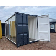 Conteneur maritime 20 HC avec vitrine - Dimensions 2,44m x 6,06m x 2,90m - Bon état, occasion - idéal pour les applications commerciales ou récréatives._4