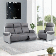 Fauteuil relax électrique Cabries - Zéro Gravité - Microfibre bi-color Plomb et Gris Perle_4