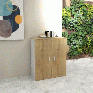 Armoire moyenne à portes battantes Haut. 121 cm - Mobel Linea - 80, Chêne veiné_4