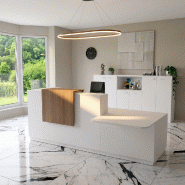 Banque d'accueil Design & Ergonomique : La solution idéale pour Cabinets Médicaux - 242, Blanc, Droite, Oui, Acacia foncé_0