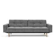 Canapé design Dublexo Stem avec accoudoirs - convertible lit 115x210 cm - pieds chêne - tissu Twist Charcoal_4