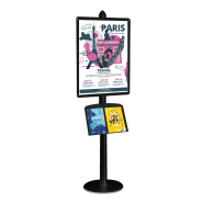 Présentoir Visual-Displays® gris - 1 cadre 60x80 cm et 1 étagère inclinée Plexiglass - Réf : 214601_4