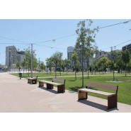 Banc public Gavarres UM311RD - acier Corten 8mm et lattes en bois traité classe IV_4