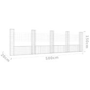 Vidaxl panier de gabion en forme de u avec 5 poteaux fer 500x20x150 cm 151285_4